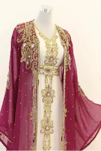 Pink and White Wedding Kaftan for Women