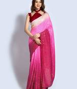 Pink Silk Blend Sequins Embroiderey Party Wear Saree