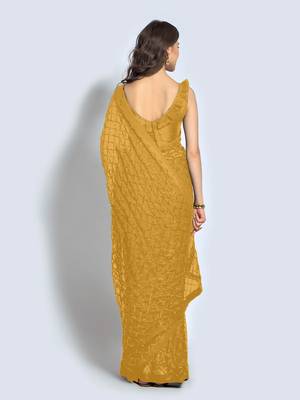 Women Mustard Designer Sequins Saree In Georgette 2