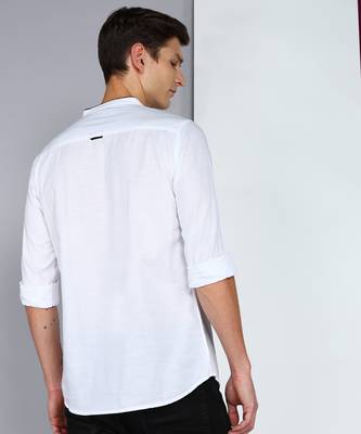 men's linen cotton off white short kurta   2