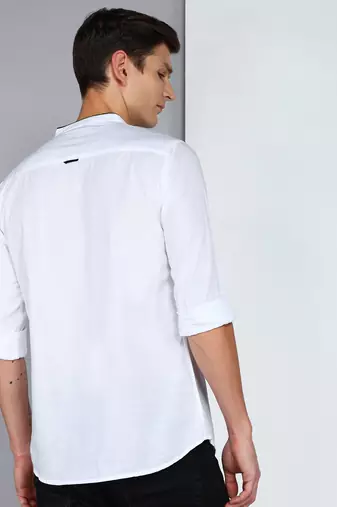 men's linen cotton off white short kurta  