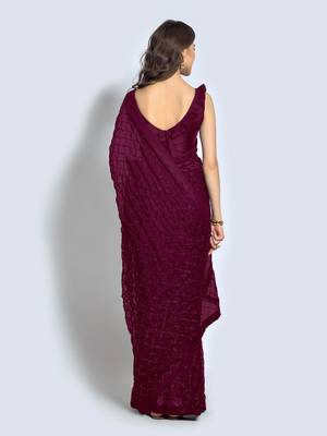 Women Wine Georgette Designer Sequins Sare 2