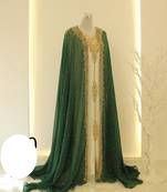 Green & White Handcrafted Zari work Stitched Dress Georgette Kaftan Party Wear Wedding Dresses