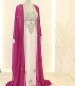 Pink & White Handcrafted Zari work Stitched Dress Georgette Kaftan Party Wear Wedding Dresses
