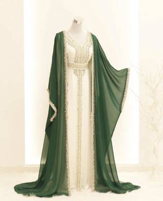 Green Georgette Embroidered Kaftan Gown 1