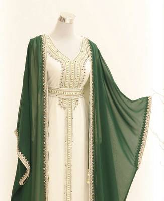 Green Georgette Embroidered Kaftan Gown 2