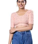 Non-Padded Jacquard Round Neck  Blouse