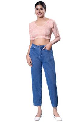 Non-Padded Jacquard Round Neck  Blouse 4