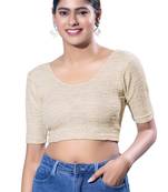 Non-Padded Jacquard Round Neck  Blouse