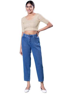 Non-Padded Jacquard Round Neck  Blouse 4