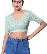 Non-Padded Jacquard Round Neck  Blouse