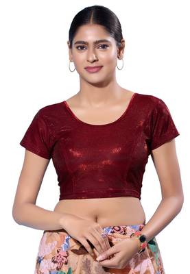 Non-Padded Shimmer Round Neck  Blouse 1