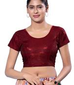 Non-Padded Shimmer Round Neck  Blouse