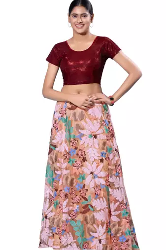 Non-Padded Shimmer Round Neck  Blouse