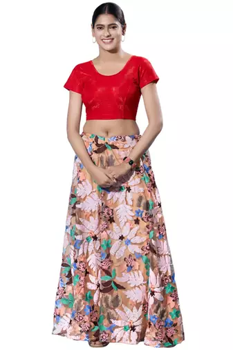 Non-Padded Shimmer Round Neck  Blouse