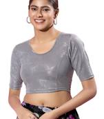 Non-Padded Shimmer Round Neck  Blouse