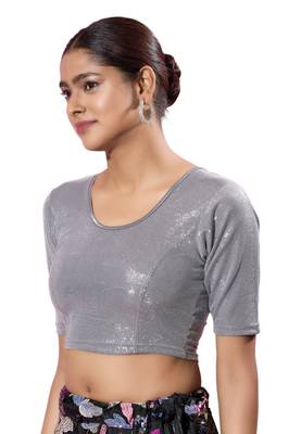 Non-Padded Shimmer Round Neck  Blouse 3