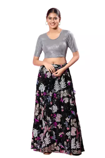 Non-Padded Shimmer Round Neck  Blouse
