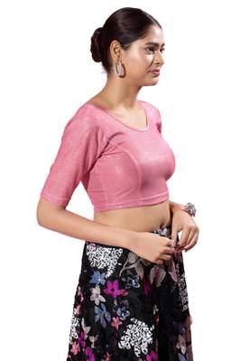 Non-Padded Shimmer Round Neck  Blouse 3