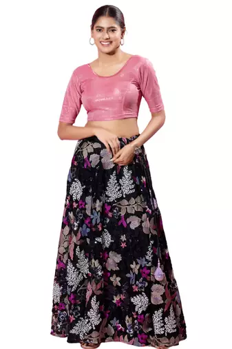 Non-Padded Shimmer Round Neck  Blouse