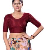 Non-Padded Shimmer Round Neck  Blouse