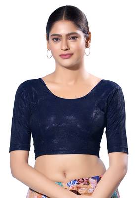 Non-Padded Shimmer Round Neck  Blouse 1