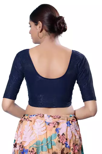 Non-Padded Shimmer Round Neck  Blouse