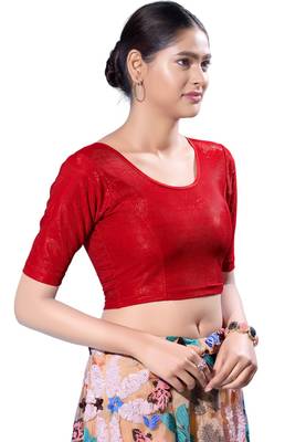 Non-Padded Shimmer Round Neck  Blouse 3