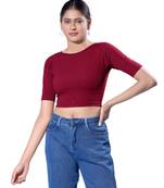 Non-Padded Jacquard Round Neck  Blouse