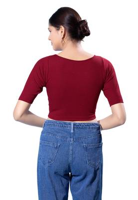 Non-Padded Jacquard Round Neck  Blouse 2