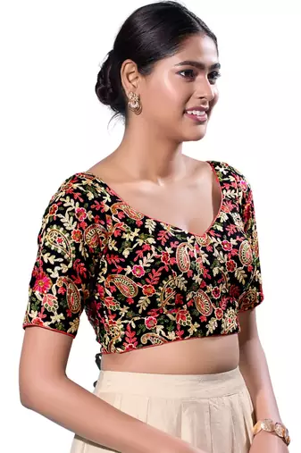 Padded Silk Sweatheart Neck  Blouse