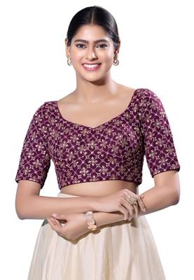 Padded Silk Sweatheart Neck  Blouse 1