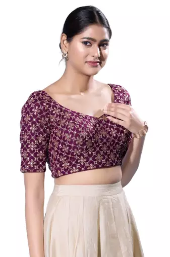 Padded Silk Sweatheart Neck  Blouse