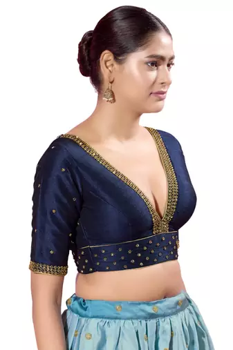 Padded silk V-Neck  Blouse