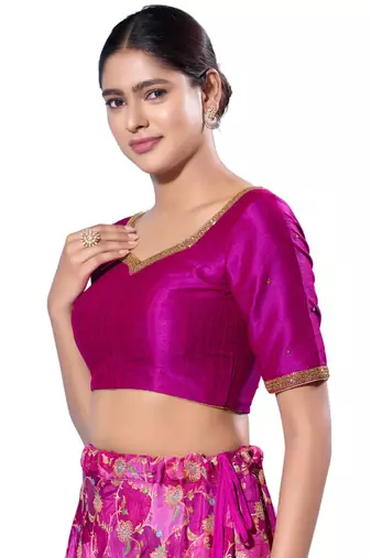 Padded silk Sweatheart Neck  Blouse