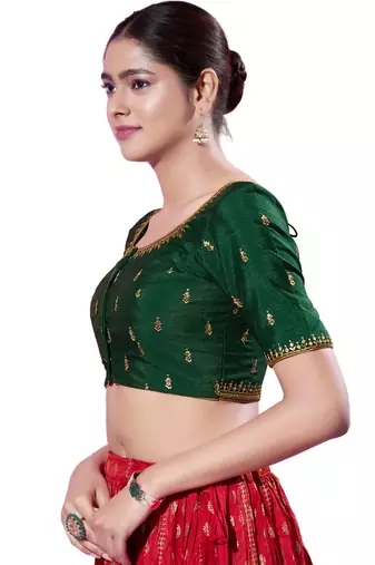Padded silk Round Neck  Blouse