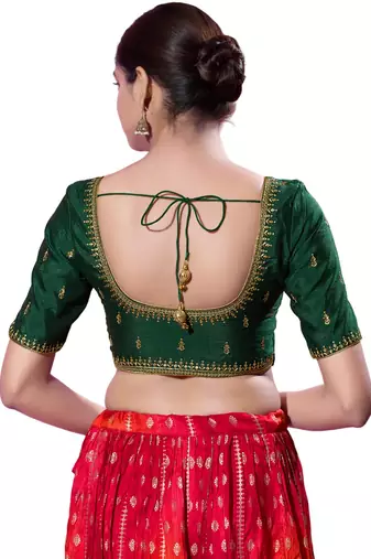 Padded silk Round Neck  Blouse
