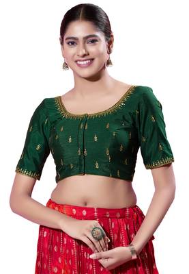 Padded silk Round Neck  Blouse 1