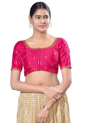 Padded silk Round Neck  Blouse 1