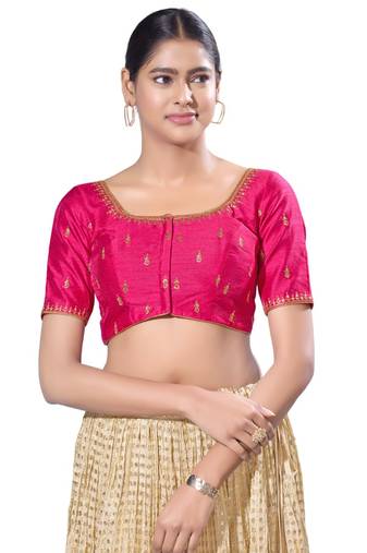 Padded silk Round Neck  Blouse