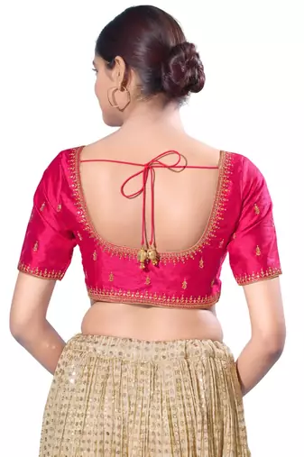 Padded silk Round Neck  Blouse