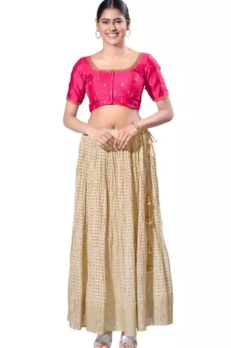 Padded silk Round Neck  Blouse