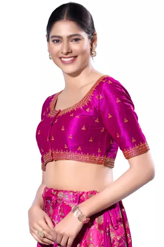 Padded silk Square Neck  Blouse