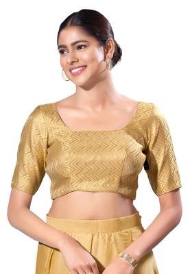 Padded Brocade Square Neck  Blouse 1