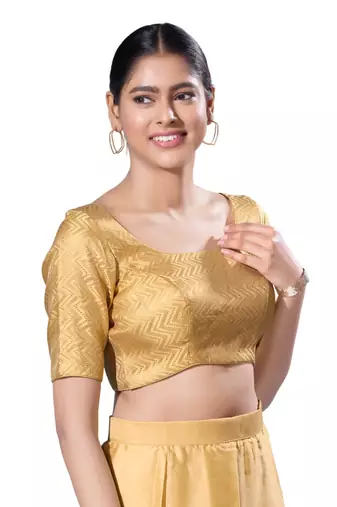 Padded Brocade Square Neck  Blouse