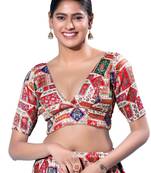 Padded Brocade V-Neck  Blouse