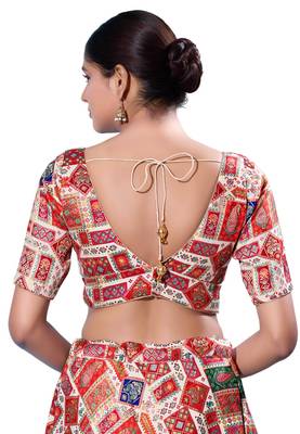 Padded Brocade V-Neck  Blouse 2
