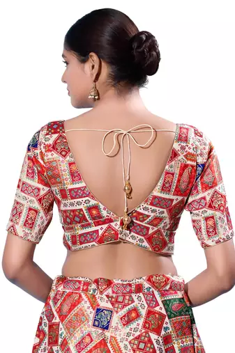 Padded Brocade V-Neck  Blouse