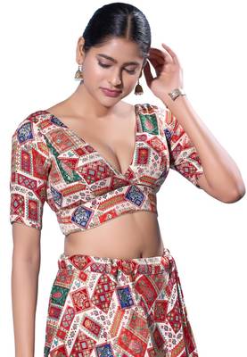 Padded Brocade V-Neck  Blouse 3