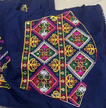 WHITE THREAD EMBROIDERED WITH MIRROR WORK VISCOSE RAYON TRADITIONAL NAVRATRI GARBA FESTIVAL SEMI STITCHED LEHENGA CHOLI 7